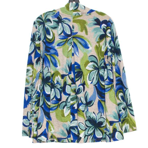 LOGO Lori Goldstein Sweater Boho Coastal Grandma Cottage Cowl Floral Size Medium - Picture 2 of 4